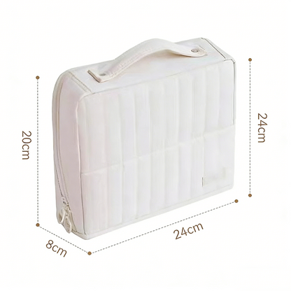 Upright Makeup Bag with Brush Holder– Portable Travel Cosmetic and Toiletry Storage,  Large Capacity