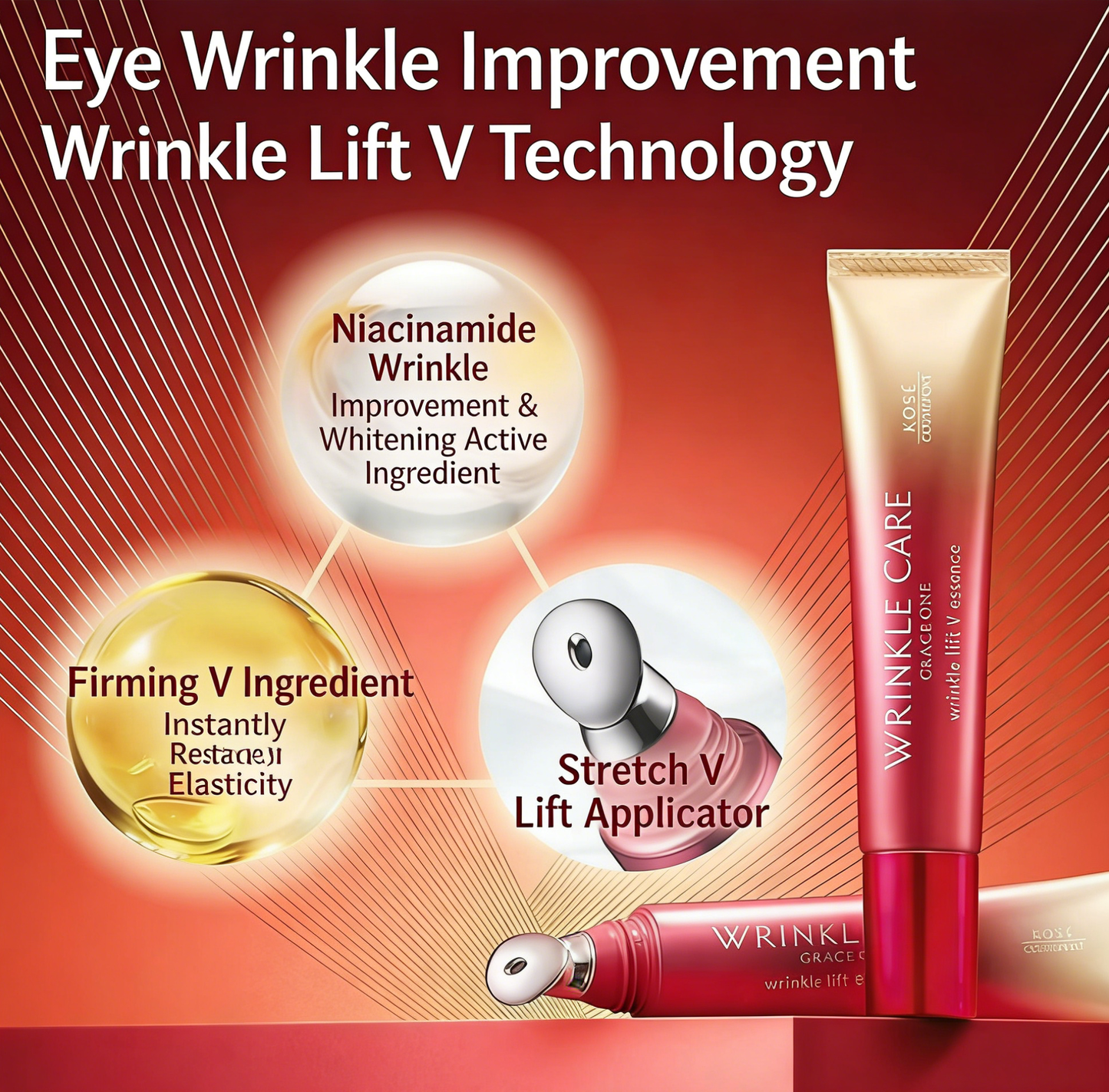 KOSE Cosmeport Grace One V Lift Eye Essence 15g – Anti-Wrinkle & Firming Eye Cream with Niacinamide