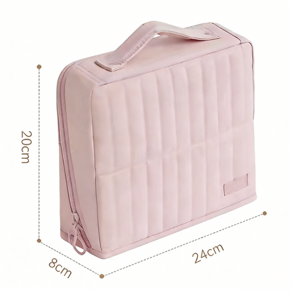 Upright Makeup Bag with Brush Holder– Portable Travel Cosmetic and Toiletry Storage,  Large Capacity